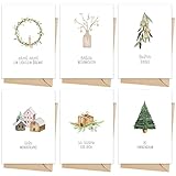 Weihnachtskarten mit Umschlag Set (12 Stück) - A6 Klappkarten für Weihnachten - Christmas Postkarte mit Umschlägen für deine Weihnachtsgrüße - Coole Weihnachtspostkarten mit und ohne Sprü
