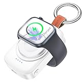 CKFN Tragbar kabelloses Ladegerät für Apple Watch, 1800mAh Power Bank mit Schlüsselanhänger für iWatch, Travel Induktive Magnetisches Induktionsladegeräte für Apple Watch 8,7,6,5,4,3,2,SE (Reinweiß)