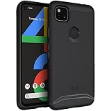 TUDIA DualShield kompatibel für Google Pixel 4a Hülle, [Merge] Stoßfestes Dual Layer Slim Hard PC Soft TPU Military Grade Schutzhülle - Mattschw