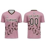 DFG RYNDAIR Persönliche Fußball trikots für Erwachsene Kinder Personalisierte Trikot Shirt und Shorts mit Name Nummer Logo (Pink, M)