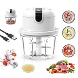 Zwiebel Zerkleinerer Elektrisch Mini, 350ml Zwiebelschneider Elektrisch USB Aufladung Kabelloser Klein Zwiebelzerkleinerer Küchenzerkleinerer Multizerkleinerer für Fleisch Zwiebeln Obst Knob