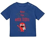 Baby Tshirt in Braun 0-36 Monate mit Druck T-Shirt mit Spruch Mama machte Mich Süß, Papa zum roten Teufel T-Shirt für kleinen 1. FC Kaiserslautern Fan0, 1, 2, 3 J
