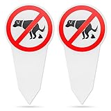 Steckschild Hier ist kein Hundeklo!, 2 Stück, 30,75 x 15 cm, 2,7 mm starkes PVC Schild mit Erdspieß, Schild kein Hundeklo mit Pfahl, Hinweisschild Verbot Hund, Hundekot Warnhinweis, Warnschild Dog