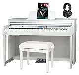 Classic Cantabile DP-A 610 E-Piano Set (88 Tasten Hammer-Mechanik, 1200 Voices und 38 DSP Effekte, Bluetooth-Streaming, Begleitfunktionen, 270 Styles, inkl. Bank, Kopfhörer und Schule) Weiß