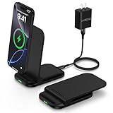 Wireless Charger Schnellladeständer für Samsung Galaxy S25 Ultra S24 FE S23 S22 S21 S20 Z Flip Fold 7, Android Wireless Charger Schnellladestation für Google Pixel 9a 9 Pro XL Fold, mit Adap