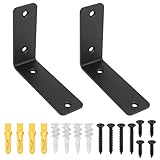 2 Stück Regalhalterung Schwarz, Winkel Regalwinkel Schwerlastwinkel Schwarz Metallwinkel, Schwebend 90 Grad Wandhalterung Regal Winkel Regalhalterung für Holzregale Hölzern Möbel(125 x 100mm)