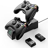 YCCTEAM Controller-Ladegerät für Xbox 360, Controller-Ladestation, kompatibel mit Xbox 360, Dual-Ladestation mit 2 x 1200 mAh Hochleistungs-Akkupacks und Typ-C-Ladekab