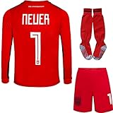 Mokiss Deutschland Neuer Kinder Torwart Trikot Fußball #1, Neu Saison, Shorts Socken Torwarttrikot (Rot (Langarm),30)