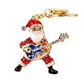 Caritierily Silber Schlüsselanhänger 925 Creative Diamond-Cute beim Spielen von Weihnachtsmann Schlüsselanhänger (Multicolor, One Size)