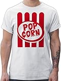 T-Shirt Herren - Karneval & Fasching - Popcorn Motiv - Witziges Popcorn Kostüm selber Machen - XL - Weiß - verkleidung Tshirt Carnival t Shirt kostùm Erwachsene Fasching+Shirt karnewal O