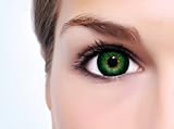 Linsenfinder Lenzera Circle Lenses grüne 'Babe Green' ohne und mit Stärke + Kombilösung + Behälter 15mm Big Eyes farbige Kontak