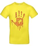 Smilo & Bron Herren T-Shirt mit Motiv Hand of Zombies Bedruckt Gelb Solar Yellow XL