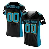 Personalisiert American Football Trikot Kurzarm mit Eigenem Namen Number Team Custom Rugby Trikot V-Ausschnitt Sporthemden Schnelltrocknend Atmungsaktiv T-Shirt Football Jersey