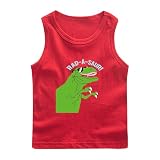 KODMNSW Kinder Unterhemden Dinosaurier Druck Unterhemd Jungen Sommer T-Shirt Fitness Tanktops Baumwolle Sportweste Top Oberteil Klamotten Tee Shirt 1-12 Jahre Blitzangebote Rot 12 J