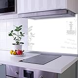 banjado® Spritzschutz Küchenrückwand Glas 60x40 cm ohne Bohren – Küchenrückwand in der Farbe weiß – Herd Spritzschutz Wand aus Sicherheitsglas - magnetisch & beschreibb