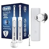 Oral-B Genius 8900 Doppelpack Elektrische Zahnbürste/Electric Toothbrush mit Positionserkennung & Smart-Coaching App, 5 Putzprogramme, Smartphone-Halterung & Reiseetui, silb