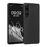 kwmobile Hülle kompatibel mit Sony Xperia 1 IV Hülle - weiches TPU Silikon Case - Cover geeignet für kabelloses Laden - Schw
