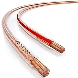deleyCON 40m Lautsprecherkabel 2x 2,5 mm² - reines Kupfer - OFC Speaker Cable Kabel - Audio Boxenkabel für HiFi Lautsprecher & Surround - Polaritätskennzeichnung - Transp