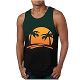 BFSWL Herren Tank Top Sommer Baumwolle Tanktop Ärmellos Hawaii Strandshirt Tropenmuster Aufdruck Tops Modisch Rundhals Unterhemd Große Größen Achselshirts Bodybuilding Sportshirt Workout Musk