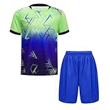Agoky Jungen Sommer Sport Set Kurzarm T-Shirt Druck Top + Elastische Taille Kurze Sporthose Loose Fit Shorts Trainingsanzug Kurz Fußball Uniformen Leuchtendes Grün 98-104