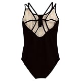 BOZEVON Damen Ballett Trikot - Elegant Ballettanzug Bodysuit Gymnastikanzug Ärmellos Elastischer Tops Jumpsuit Ballettkleidung mit Spaghettiträgern (Schwarz)