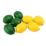 Compasty Künstliche Zitronen für Vasenfüller, Zuhause, Küche, Party, Dekoration, Gelb und Grün, 8 Stück