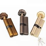 GIJMZY Zylinder Handelsübliches Türschloss for Innentüren, Zylindermaße 70 mm, Bäume, Kreuzung, Kettenkopf, Messing schließzylinder(Gold)