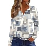 Blusen & Tuniken Für Damen Blumen Bedruckt Langarm Blusenshirt V-Ausschnitt Henley Shirt Basic Tunika Bluse Leichte Regular Fit Freizeitshirt Elegante Oberteile Ausgefallene F