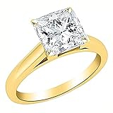 KnSam Ringe Damen Weißgold 14K 585 Echt 1 Carat Prinzessschliff Solitär Diamant Verlobungsring Freundschaftsringe Trauring (I-J Farbe VS Klarheit) Gr.66 (21.0)
