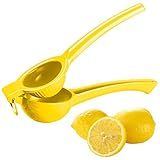 Rosenstein & Söhne Zitronenpresse: Manuelle Zitrus- und Saftpresse aus Metall für Zitronen, Ø 7 cm, gelb (Handzitronenpresse)
