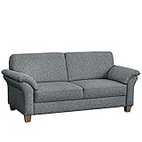 CAVADORE 3-Sitzer Byrum / Große 3er-Couch im Landhausstil mit Federkern / Passend zur edlen Sofagarnitur Byrum / 186 x 87 x 88 / Flachgewebe: Hellg
