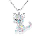 MAKOBLESSMOMO Süße Katze Halskette für Mädchen, Katze Anhänger, Geschenk für W