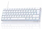 TMKB T61SE Gaming Mechanische Tastatur mit Deutsches QWERTZ Layout,Rote Schalter,weiß