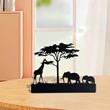 ruelen Einzigartiges Design Metall Kerzenständer Silhouetten Elefant und Giraffe Kerzenhalter Wohnkultur Schwarz Berg und Wald Kerzenleuchter für Halloween Hochzeit Valentinstag Desktop Dek