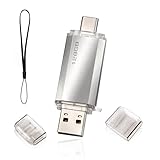 USB Stick 128 GB 2 in 1, USB-Flash-Laufwerke USB 2.0 USB C Typ C Speicherstick OTG Dual Flash Drive 2-in-1 Memory Stick für Tablet, PC,/Android Handy(Samsung, Huawei, Honor, Xiaomi) Silb