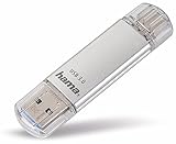 Hama 64GB USB-Speicherstick mit USB 3.0&USB 3.1-Type-C (2-in-1 USB-Stick, z.B. für Android Handy, Tablet, Computer, Notebook, MacBook, OTG, 40MB/s) USB-Typ-C Handy-Stick, Doppel Memory-Stick Silb