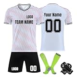 Generisch Personalisiert Fußball Trikot mit Eigenem Namen/Nummer für Herren/Kinder, Hause Auswärts Fussball Trikot Shorts Komplettset Training Suit für Herren/