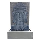 KÖHKO® Wasserspiel Buddha Höhe ca. 102 cm mit LED-Beleuchtung Wasserwand für Garten, die Terrasse und W