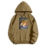 Halloween Kostüm Damen Hexe Fledermaus 80Er Jahre Outfit Pink Palm Puff Hoodie Black Witch Pullover Herbst Gruselig Vampir Skelett (4-Hell Braun,XXL)