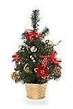 Heitmann Deco dekorierter Weihnachtsbaum - Kleiner künstlicher Tannenbaum mit Schmuck - Gold, Grün, Rot - Kunststoffb