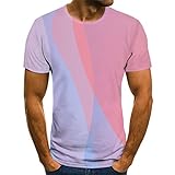HDHGKYY Rosa Farbverlauf Textur 3D T-Shirt Sommer Schnelltrocknende Kleidung Unisex Top R