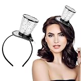BOFUNX Haarreif mit Hut Fasching Haarschmuck Mini Top Glitzerhut Pailletten Zylinder Haarband Kopfschmuck für Silvester Karneval Halloween Party Kostüm Zubehö