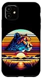 Hülle für iPhone 11 Gepard Sonnenuntergang Retro Stil Safari Vintage 70er J