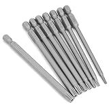 8 Stück Torx lang Schraubendreher Bit Set 1/4' Magnetisch Sternenkopf Schraubenziehe Set 100mm Lang Sechskant Schaft Elektrische Torx Bits Satz Werkzeuge (8pcs 100mm)