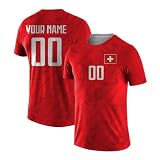 Yolovi Personalisiertes Fussballtrikot mit Namen Nummer Drucken Nationalflagge Sport Casual Trikots Fussballshirts für Herren Damen Jugendliche Sw
