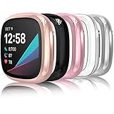 Hianjoo Hülle Kompatibel mit Fitbit Versa 3 / Sense, [5 Stück] TPU Silikon All-Around Schutzhülle mit Metallische Beschichtung Kompatibel mit Fitbit Sense/Versa 3
