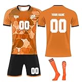 Personalisiert Fußball Trikot mit Eigenem Namen Nummer Logo, Hause Auswärts Fussball Trikot Shorts Socken Set Trainingsanzug für H