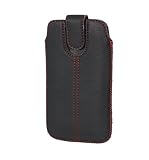 Handytasche Redstripe für Samsung Galaxy S5 (G900F) Handy Tasche Schutz Hülle Slim Case Etui schwarz mit Klettverschluss (S5)