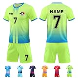 LAIFU Fussball Trikot mit Eigenem Namen Kinder Erwachsene Personalisiert Fußball Trikot Set mit Nummer Logo (DE/NL/SE/PL, Alphanumerisch, S, Regular, Regular, Fluoreszierendes Grün)