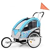 HAZARA Eltern-Kind-Fahrrad-Anhänger faltbar Doppel-Baby-Baby-Kinderwagen 2 in 1 Outdoor wasserdicht Fahrradfahren Anhänger Kinderwagen leicht zu manövrieren-Light B